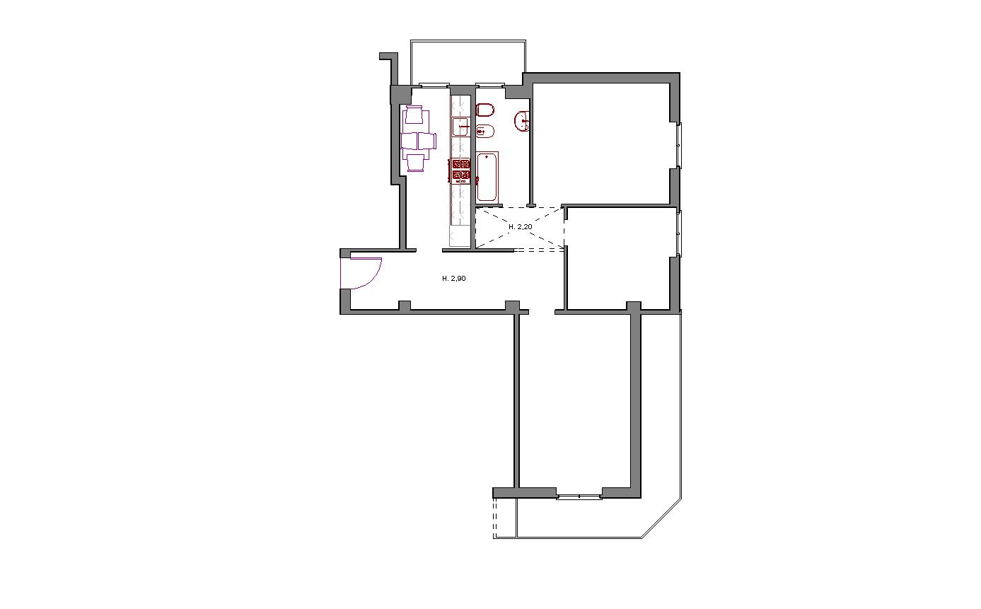 Planimetria trilocale in vendita Via Avezzana Milano