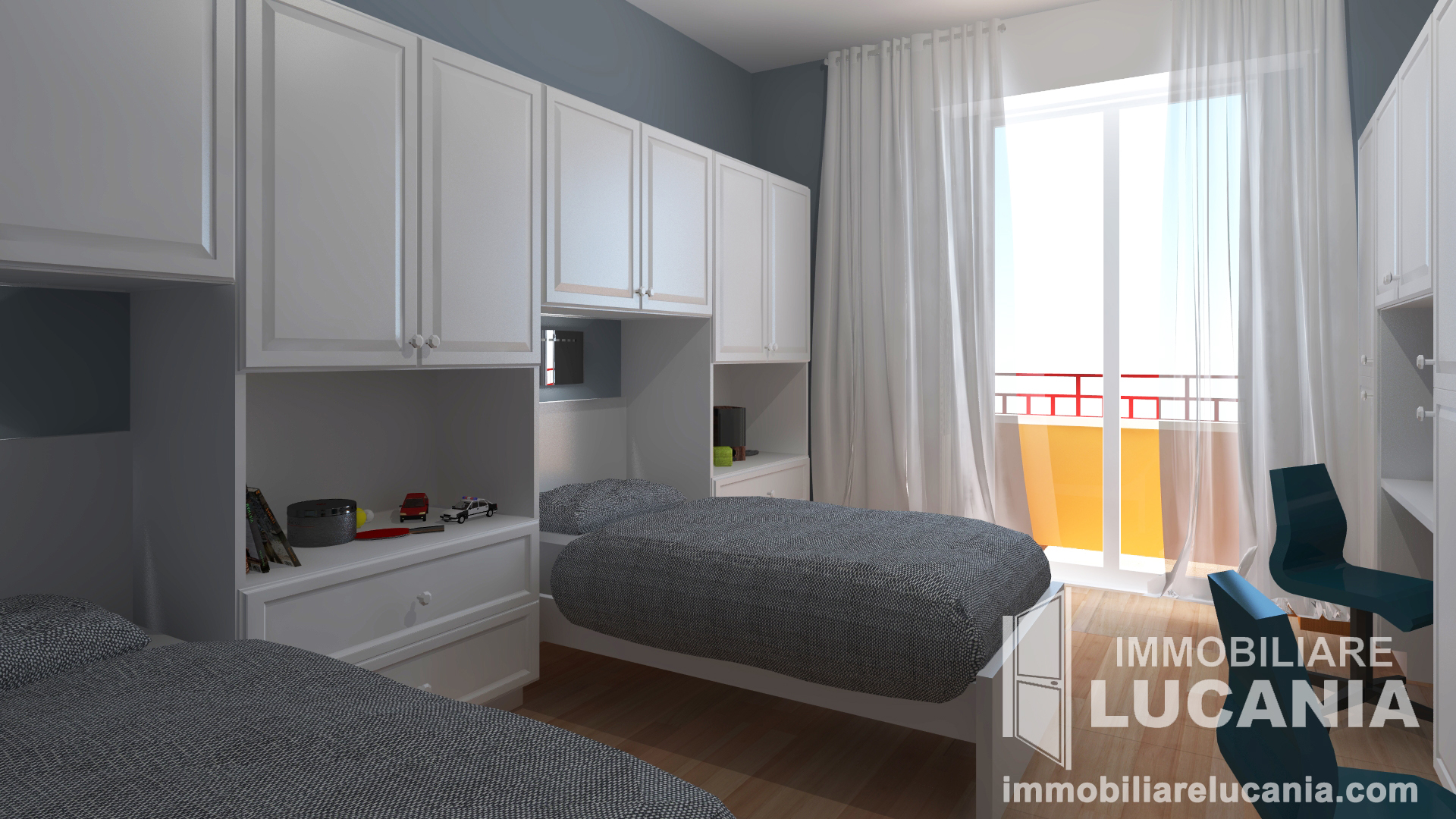 render camera con balcone