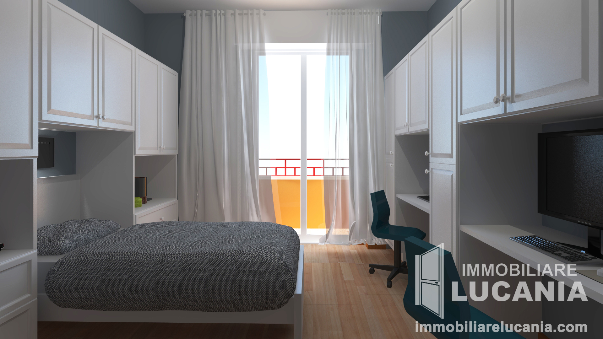 render camera con balcone