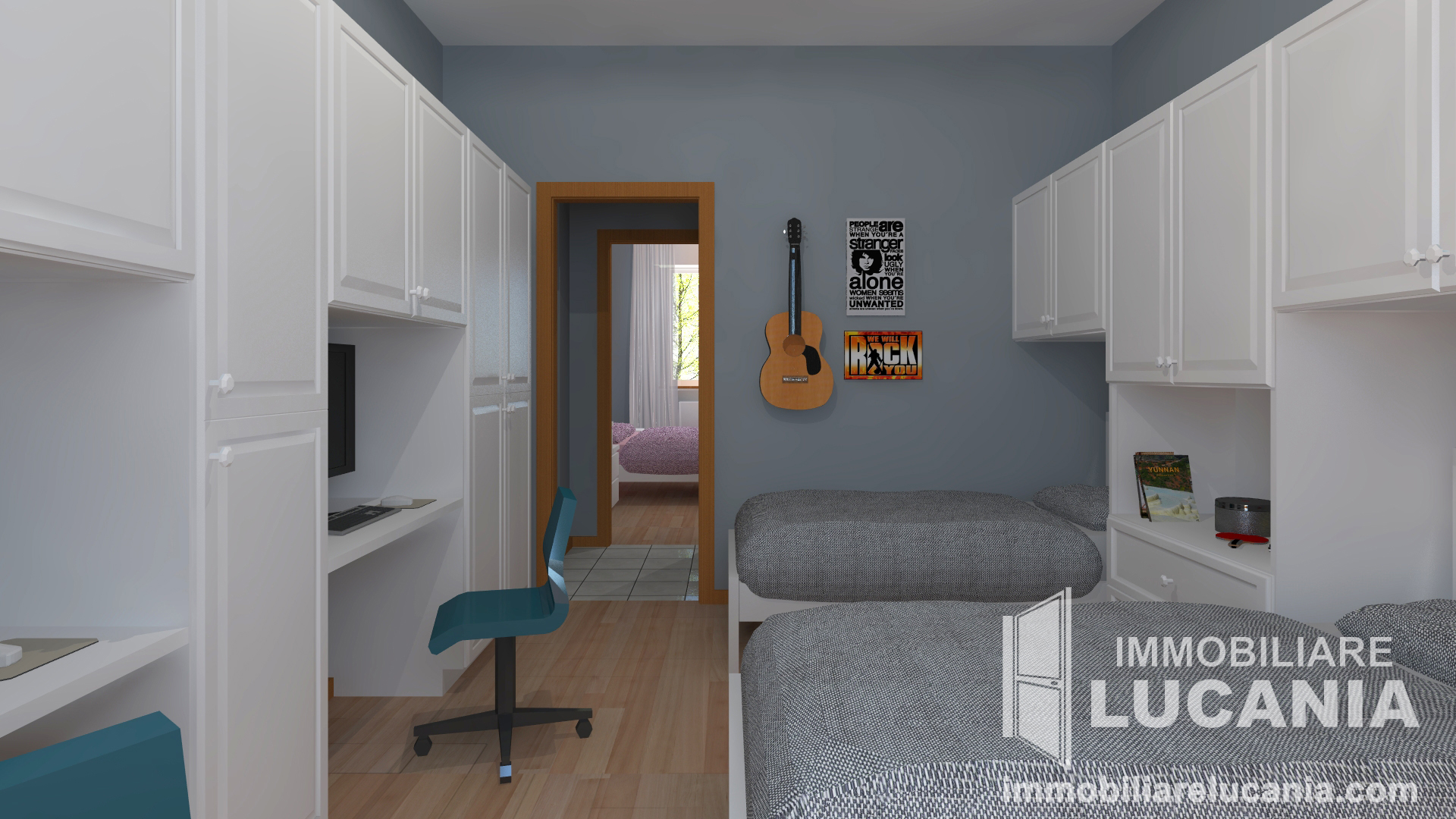 render camera con balcone