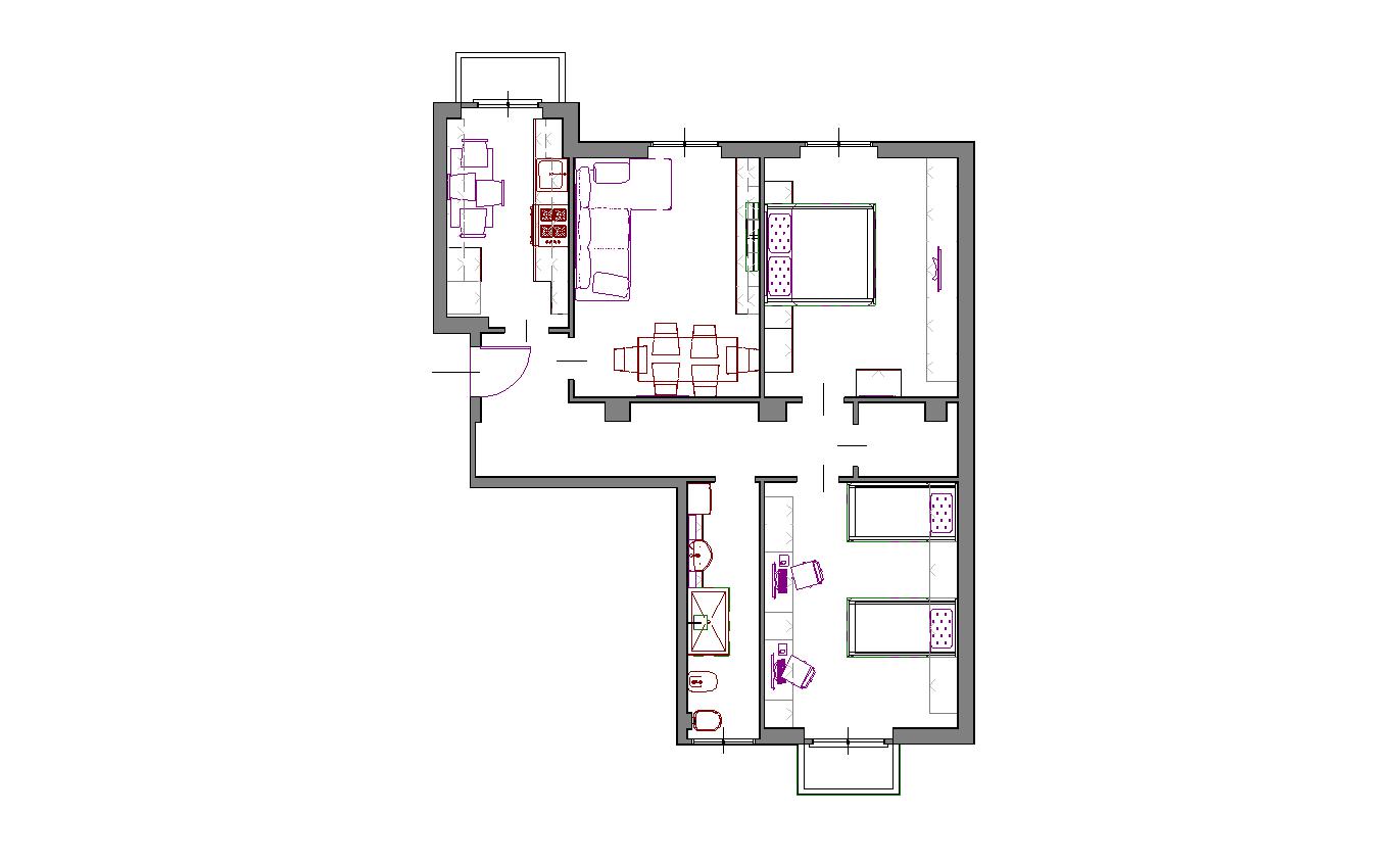 Planimetria trilocale in vendita Via Avezzana Milano