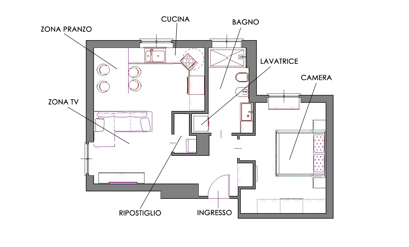 Planimetria bilocale in vendita Viale Lucania Milano